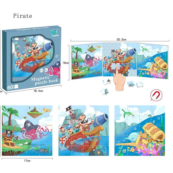 Pusat Hemat MALOTOYS - Magnetic Book Puzzle Trifold Magnet Sticker Book Jigsaw Magnetik Tempel Mainan Anak Puzel Puzzel Malo Toys