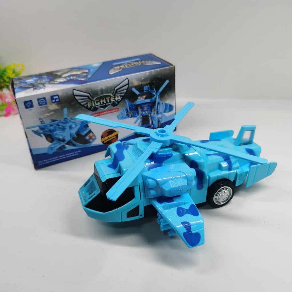 Mainan anak Pesawat Helikopter Transformers Robot / mainan Cocok untuk anak belajar / Terdapat music And Lampu