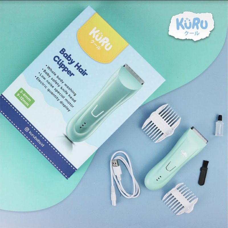 KURU Hair Trimmer Electric Alat Cukur Rambut Bayi Elektrik Hair Clipper Tidak Berisik Lembut Aman Alat Potong Rambut Newborn