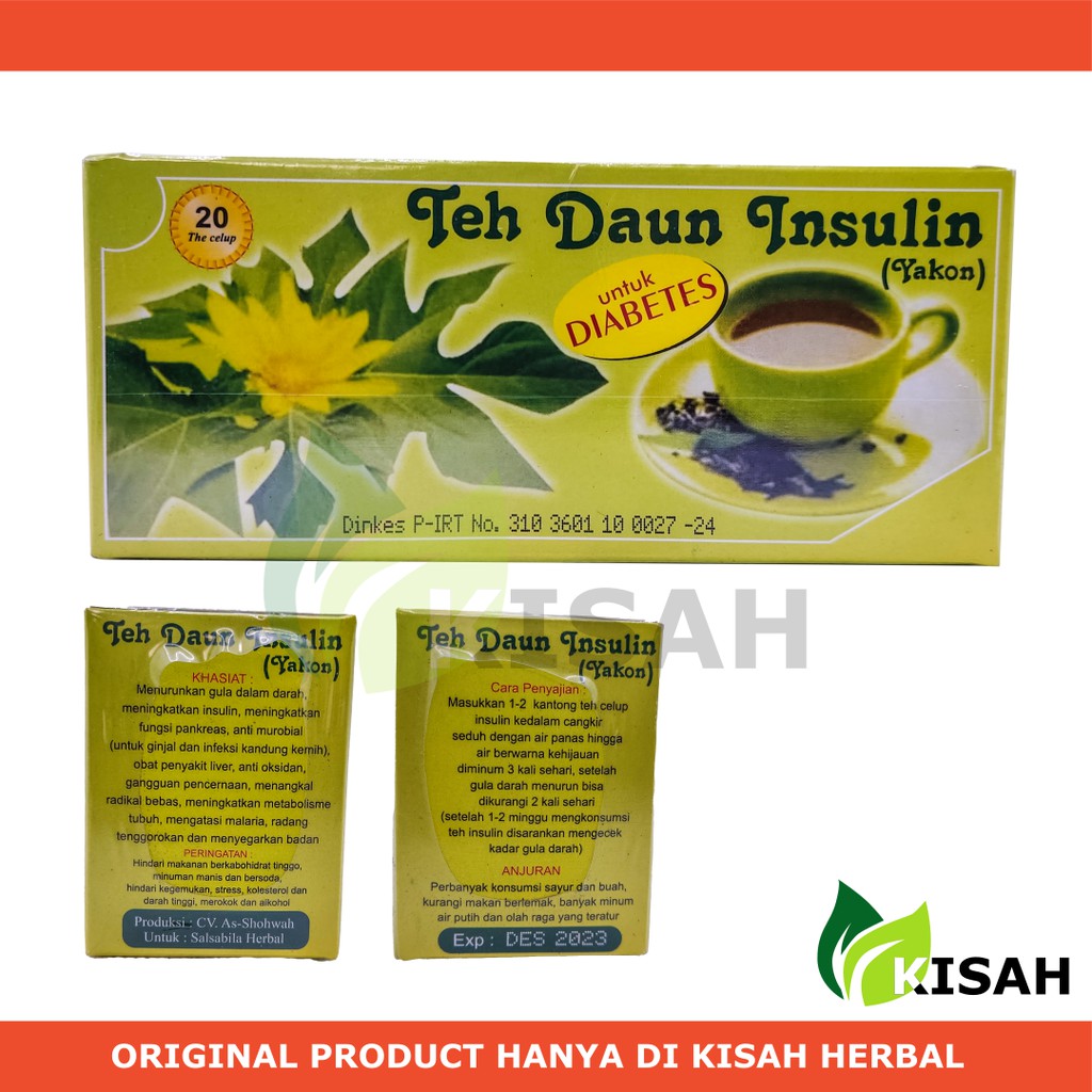 Teh Celup Daun Yakon Insulin 20 Kantong - Obat Kencing Manis Diabetes Penurun Gula Darah Alami