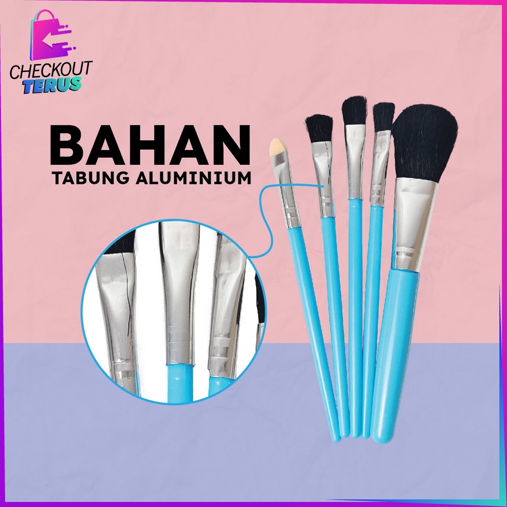 CT K129 Kuas Make Up Set 5 IN 1 Mini Travel Brush Eye Shadow Foundation Blusher Tools Set Alat Make Up