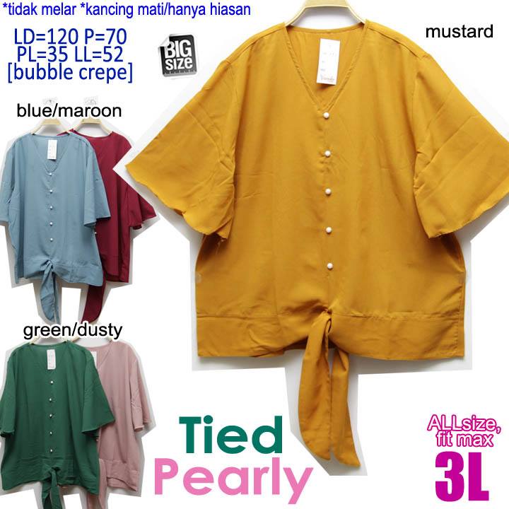LD 120, TIED PEARLY 3L,BLOUSE JUMBO WANITA,ATASAN JUMBO WANITA,ATASAN LONGGAR WANITA,BLOUSE LONGGAR