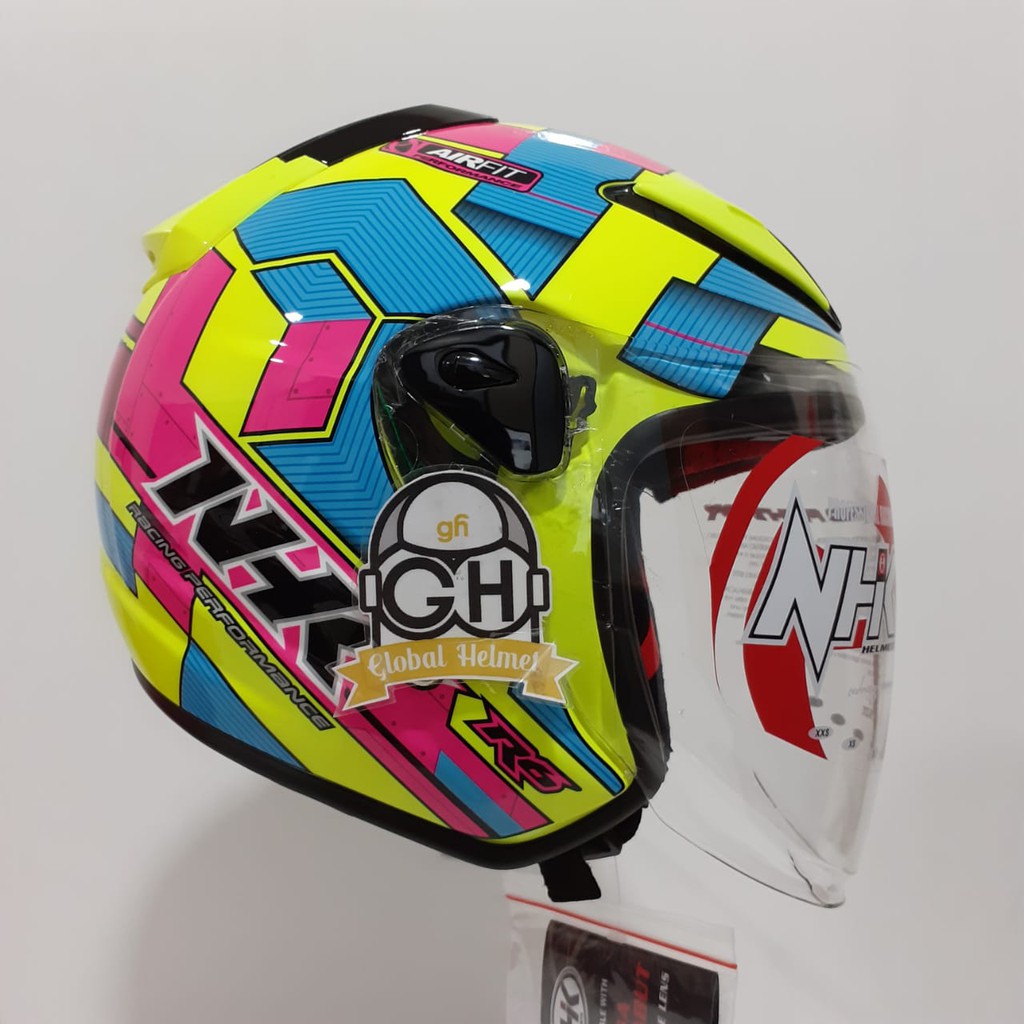 HELM HALF FACE NHK R6 R-6 MOTIF CUBE YELLOW FLO