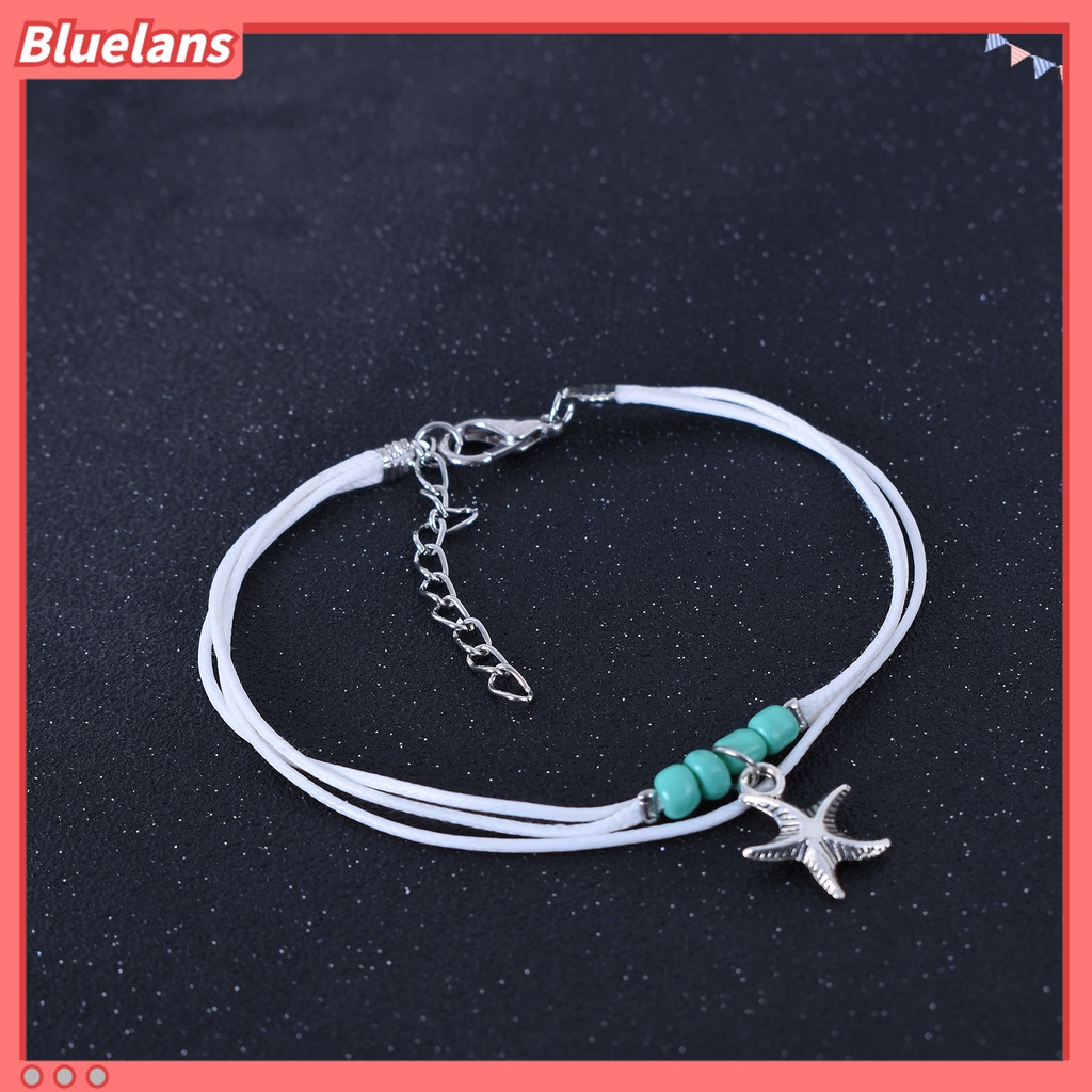 Bluelans Boho Multi-layer Sea Star Pendant Beads Adjustable Anklet Women Jewelry Bracelet