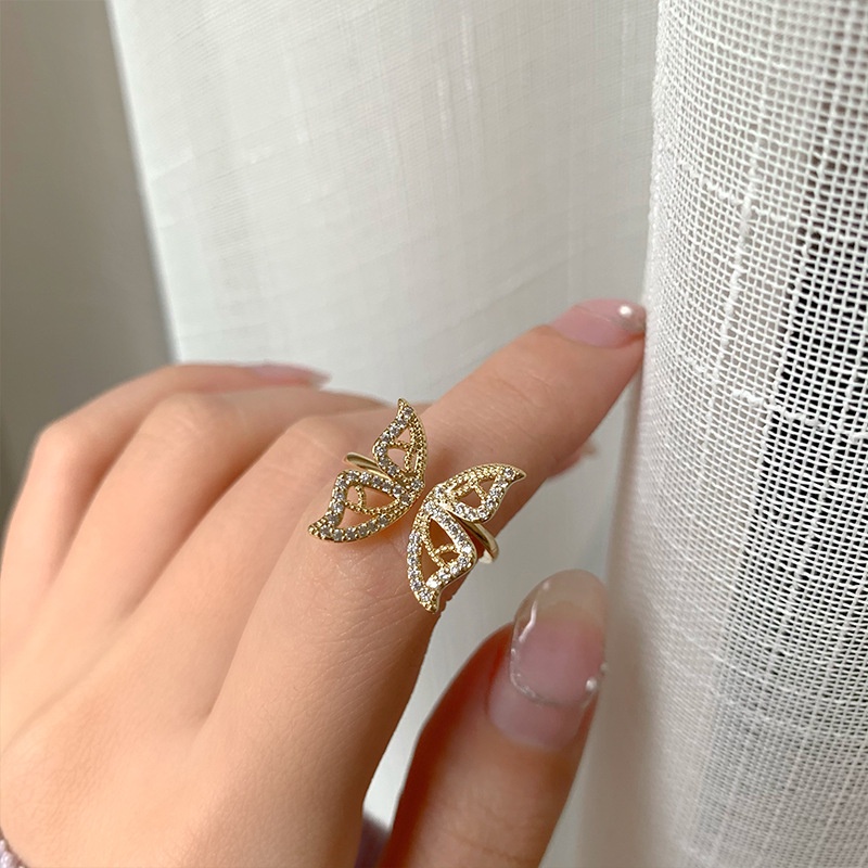 Hello Cincin Model Terbuka Desain Pita Hias Berlian Gaya Korea / Retro Cantik Untuk Wanita