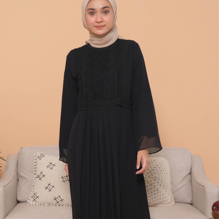 Hitam Lebaran Muslim Hitam Muslim Umroh Gamis Wanita Baju HANIA Gamis