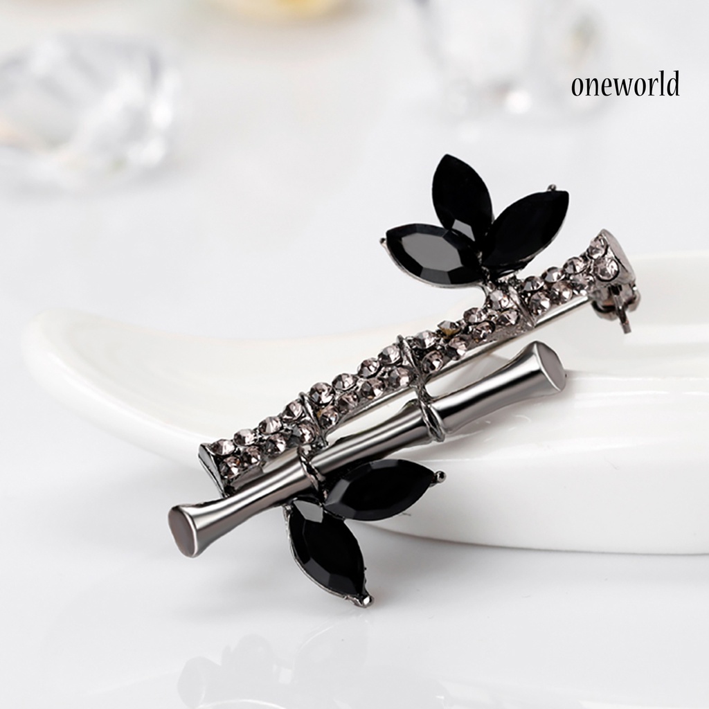 OW@ Badge Cute Rust-proof Silver Bamboo Jewelry Brooch for Lady