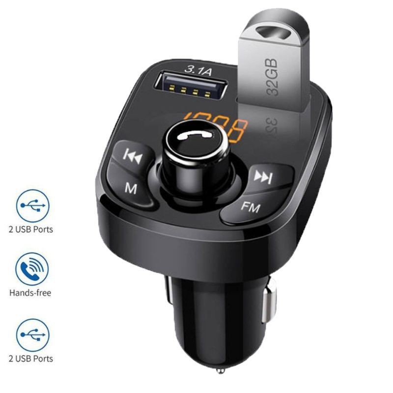 Car Bluetooth MP3 Dual USB Charger Mobil Audio Digital Display TF Slot FM Transmitter