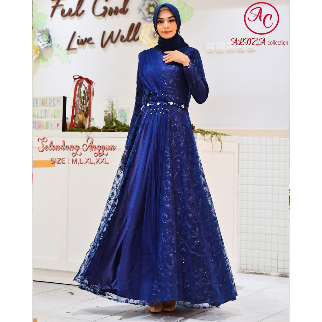 PROMO LONG DRESS TULLE MUTIARA BORDIR SELENDANG ANGGUN / LONG DRESS PESTA