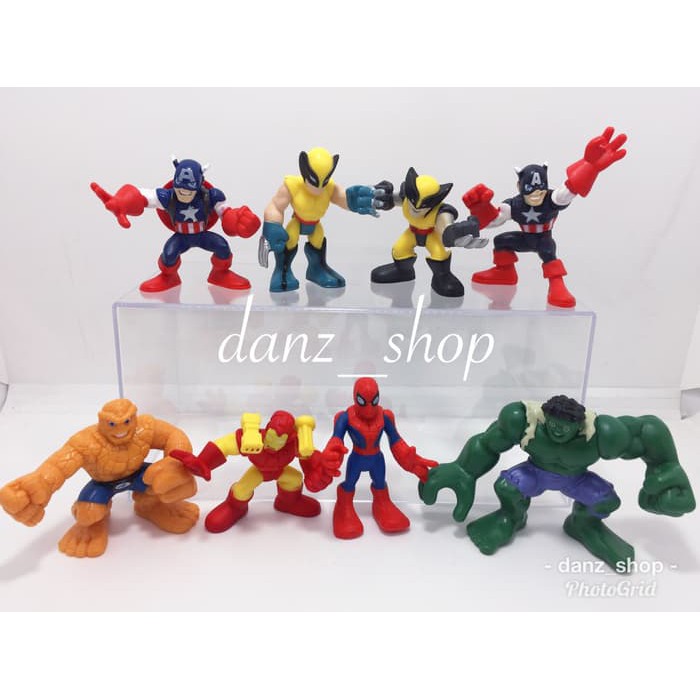 Figure Superhero Avenger Marvel chibi Set isi 8 Pc