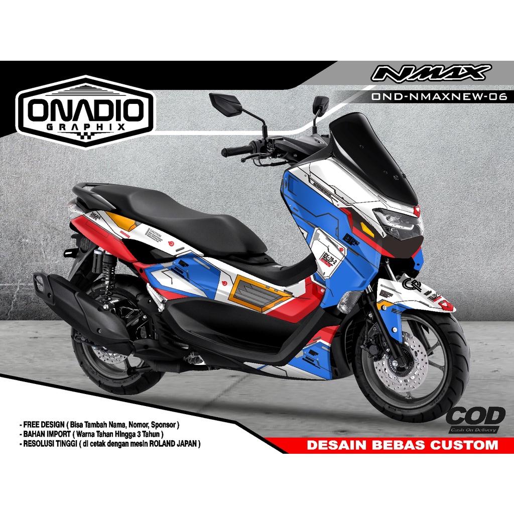 DECAL GUNDAM NMAX NEW - STIKER FULL BLOK NMAX 2020 - OND-NMAXNEW-06 - STIKER NMAX TERBARU FULL BODY
