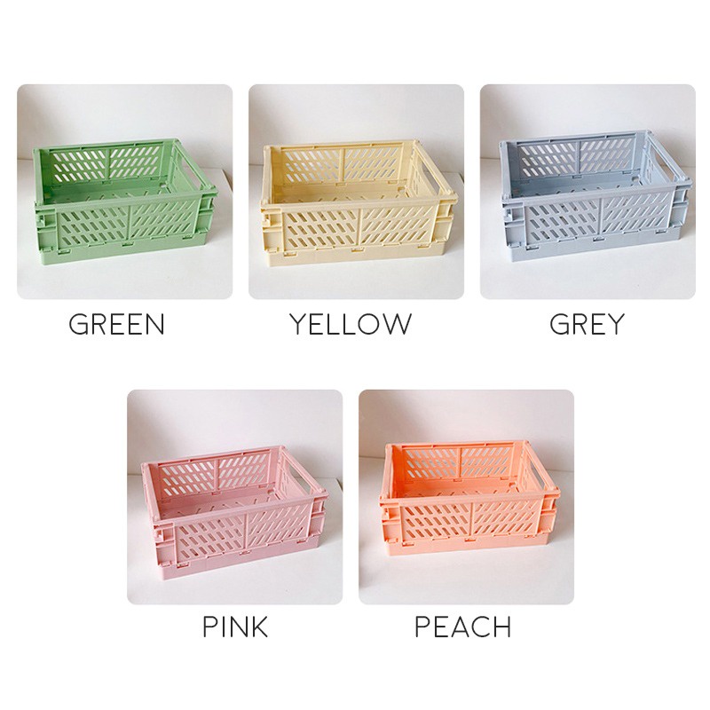 Foldable Stackable Mini Desk Basket Korean Style Pastel Color Ukuran Medium