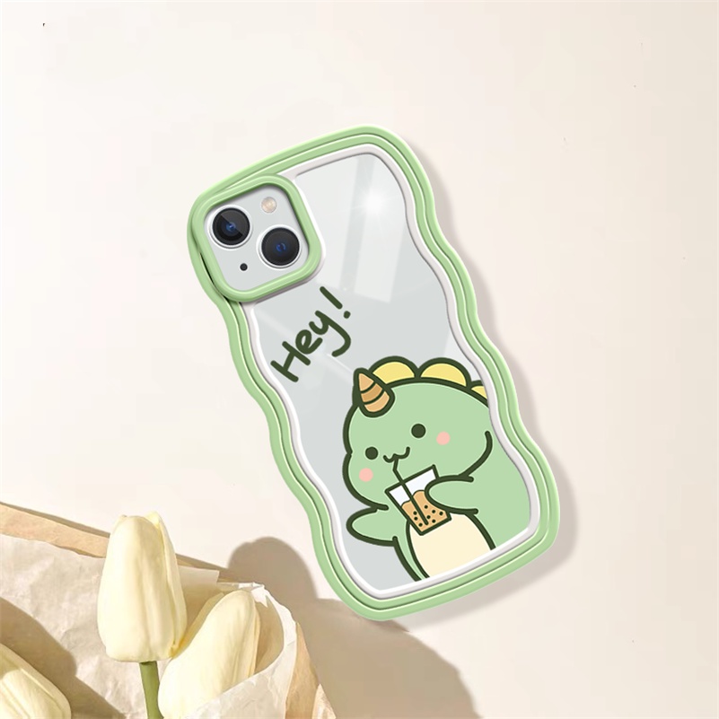 Soft Case Silikon Tebal Motif Kartun Dinosaurus Untuk iPhone 14 13 12 11 Pro Max X Xr Xs Max 8 7 6 6s Plus