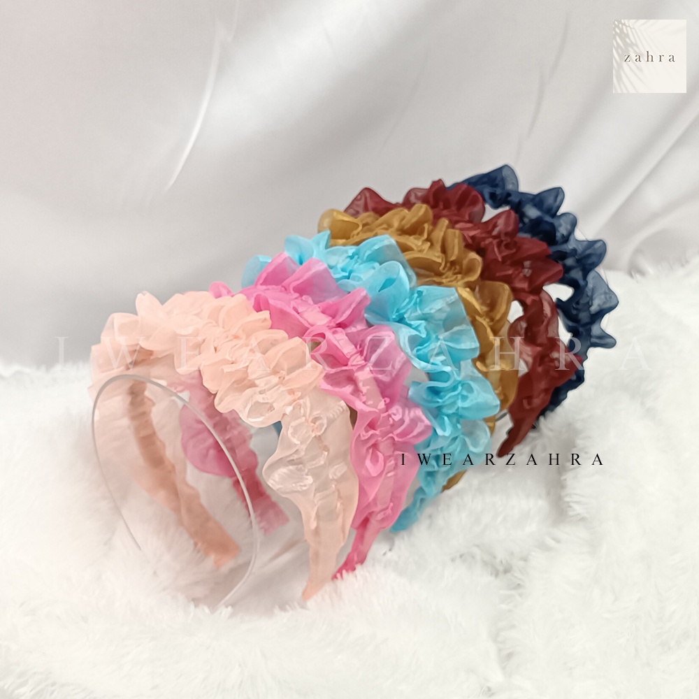 BANDO RUFFLE [ ORGANZA ] - Bando Kerut Korea Viral Aksesoris Rambut Bahan Organdi Awan Bandana Hair Accessories Bayi Anak Mutiara Natal Perempuan Wanita