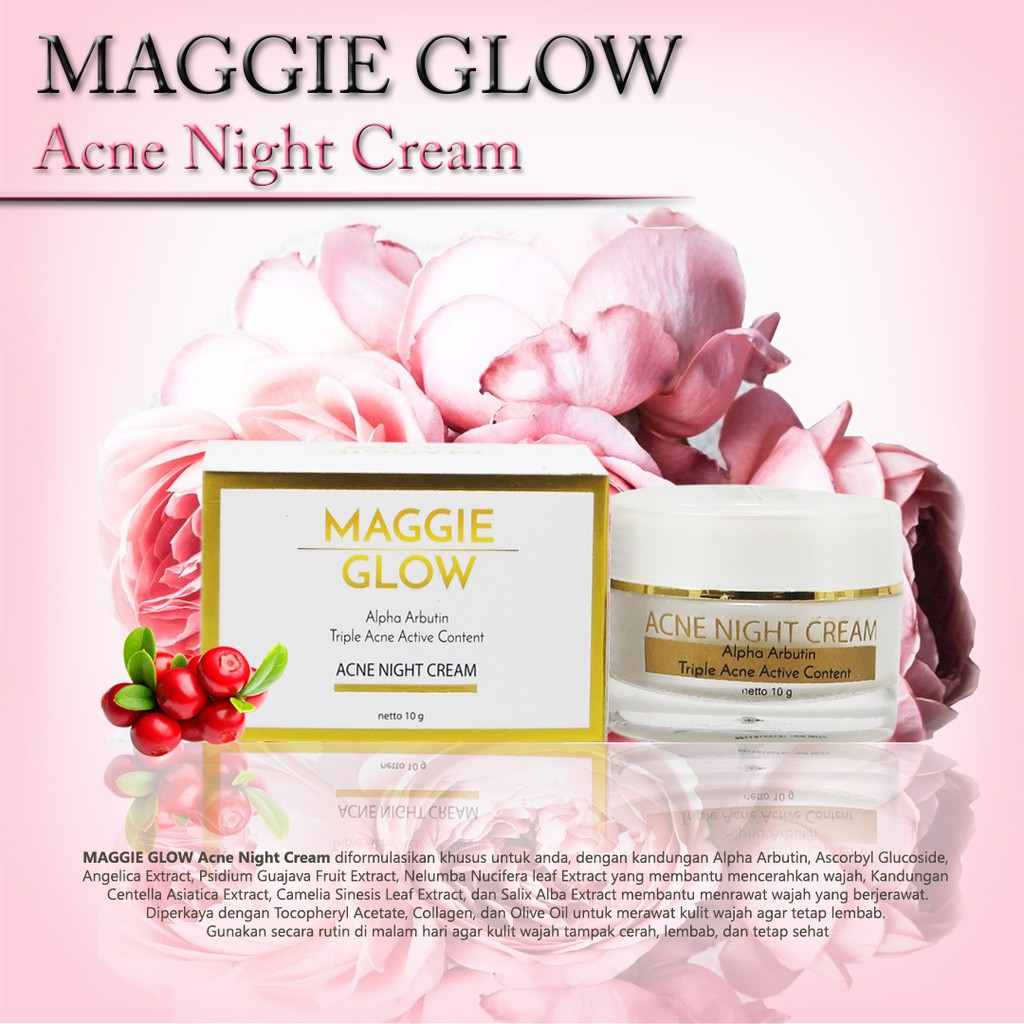 MAGGIE GLOW ACNE NIGHT CREAM BPOM by AILIN