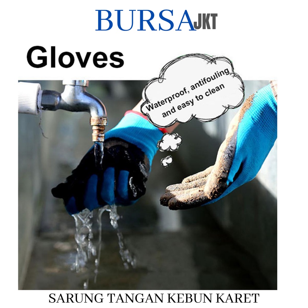 SARUNG TANGAN PERALATAN BERKEBUN LAPIS KARET DOUBLE ANTI LICIN LATEX ANTI AIR