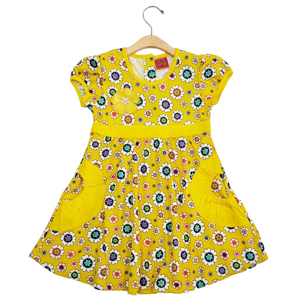 DRESS FASHION ANAK PEREMPUAN BAHAN KAOS MOTIF SMALL FLOWERS 1-5 TAHUN NEW