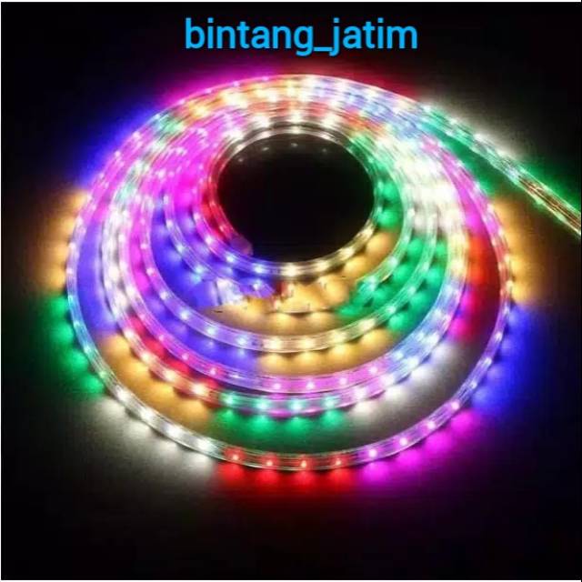 LAMPU LED STRIP SELANG WARNA WARNI  3528 2835 220V + ADAPTOR 9M METER 5050 OUTDOOR RGB