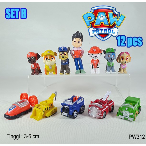 Paw Patrol Set Figure Mini | Pajangan Topper Skye Chase 6pcs