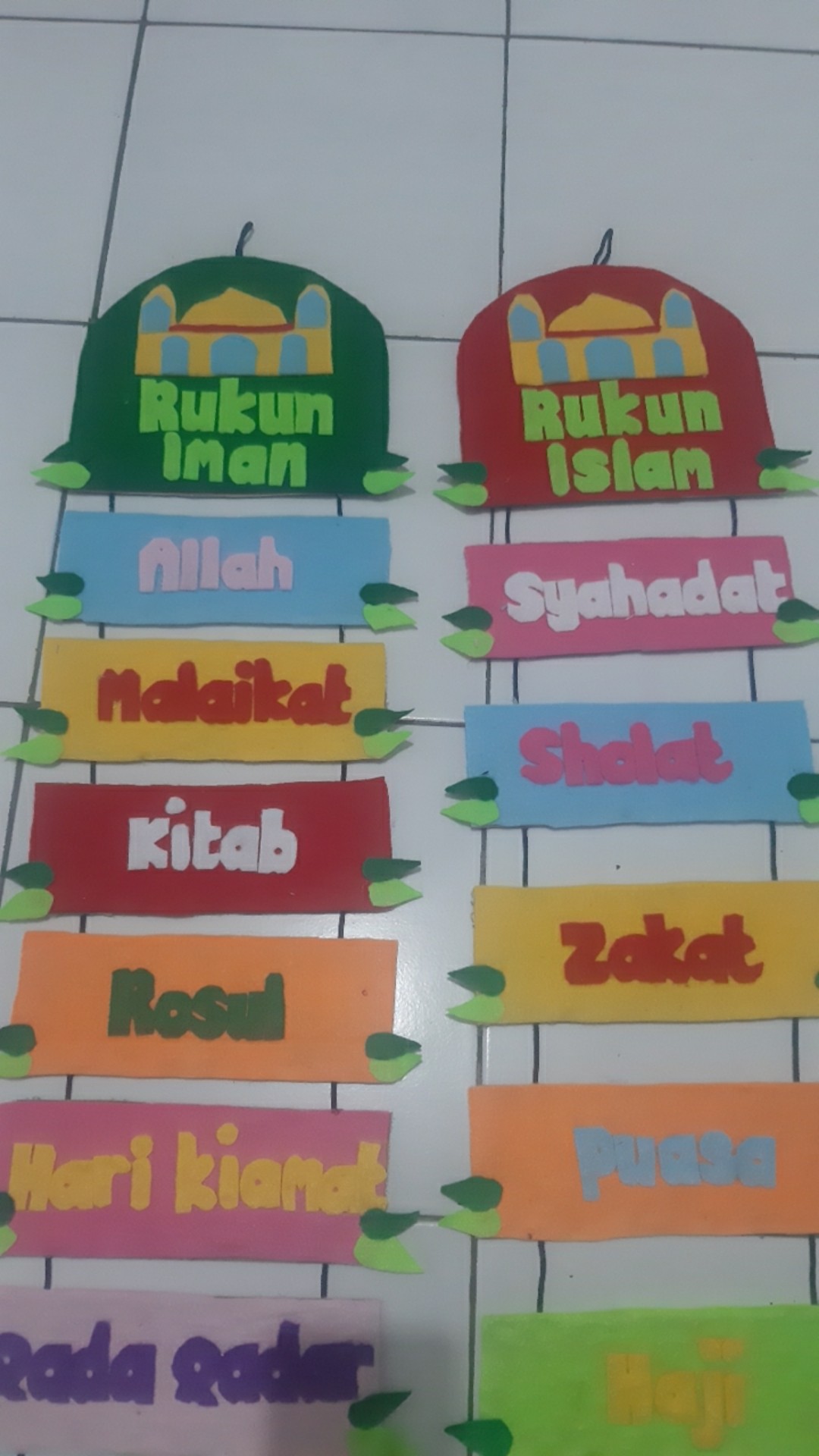 Set Rukun Iman&islam/hiasan Gantung/hiasan Dinding/prakarya Sekolah/kerajinan Tangan