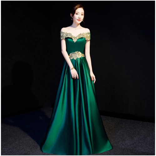 Gaun Party Panjang Penuh Warna hijau