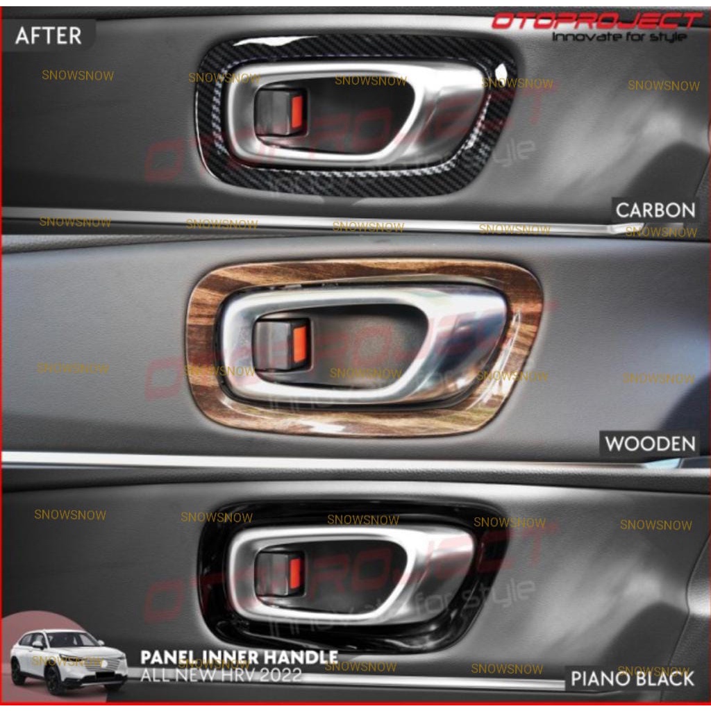 Panel Inner Handle Pintu Honda HRV 2022 UP Hitam Wood Carbon