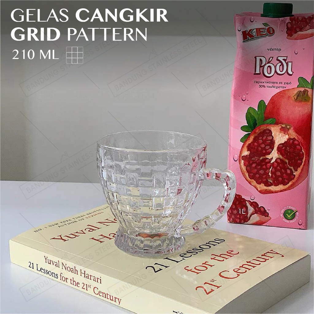 Gelas Kopi 210ml Cangkir Kaca Cafe Teh Susu Crystal Glass HomeCafe Inspired Cup Gaya Korean HomeCafe