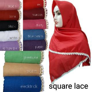 Hijab Jilbab Square Lace Katun Erow