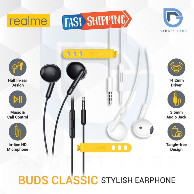 Original 100% Earphone Realme Black Edition Super Bass Stereo Headset Realme 3 Pro/5 Pro/6 Pro/C17/C21/C25/C30/C31/C35/Narzo/ GT Master HANDSFREE ORIGINAL