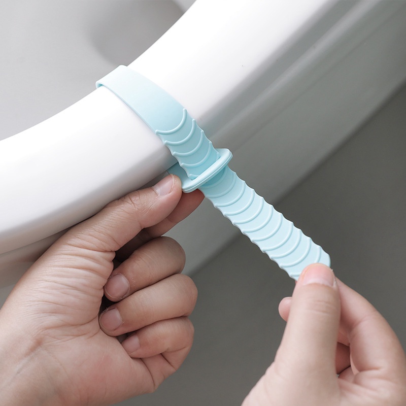 2pcs Sabuk Pengangkat Dudukan Toilet Bahan Silikon Model Lipat Dapat Disesuaikan