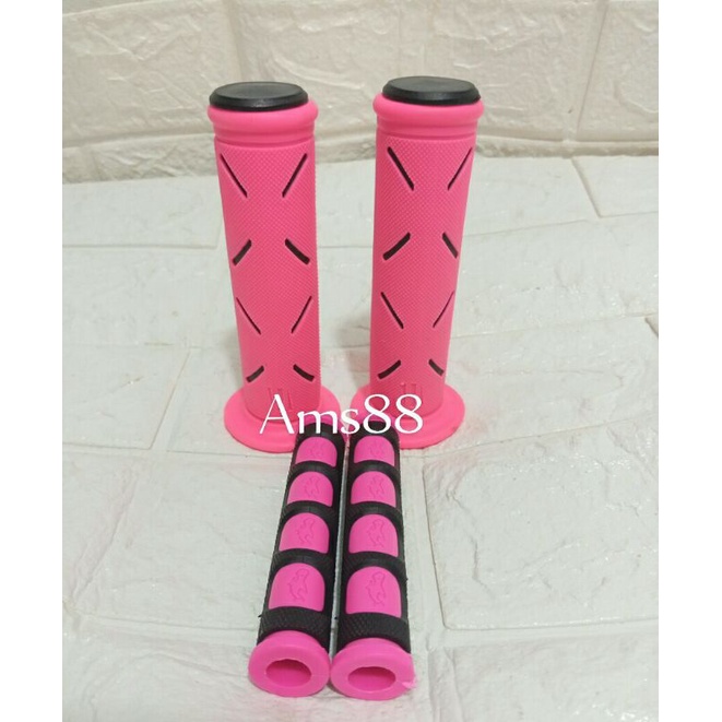 Handgrip Grip Variasi Warna Full Pink + Karet Handle Rem motor Warna Pink Universal Untuk Semua Motor