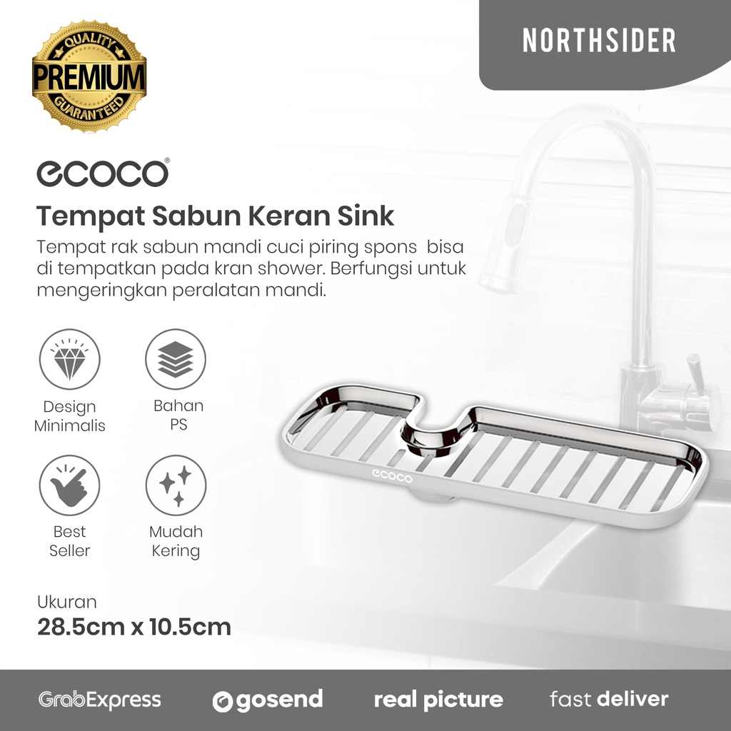 ECOCO TEMPAT SABUN KRAN SINK | FAUCHET DRAIN RACK STAINLESS E1914