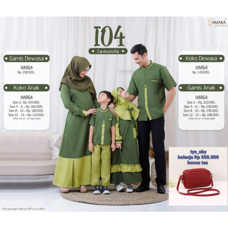 samara I04 lemonilo sarimbit keluarga baju couple busana muslim gamis koko branded gamis anak koko a