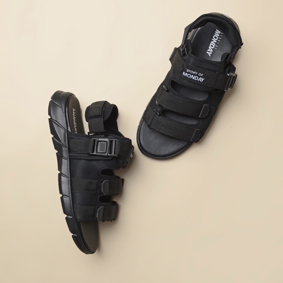 BIMA BLACK | ManNeedMe X Monday | Sandal Gunung UNISEX Casual ORIGINAL