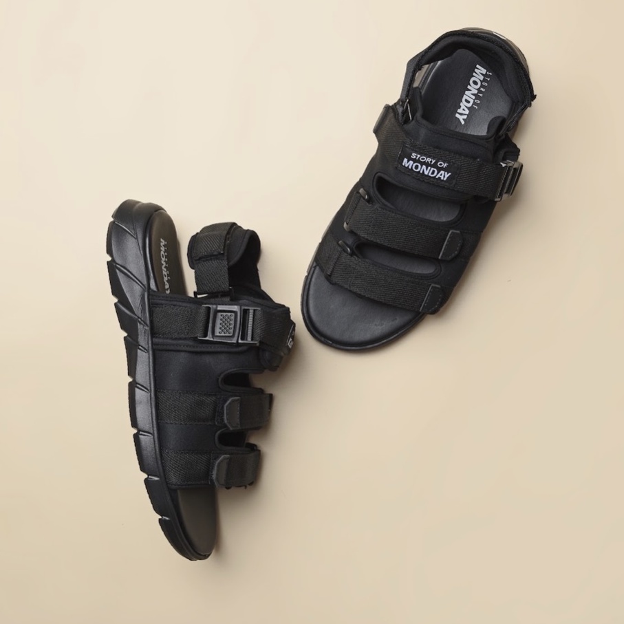 BIMA BLACK | ManNeedMe X Monday | Sandal Gunung UNISEX Casual ORIGINAL