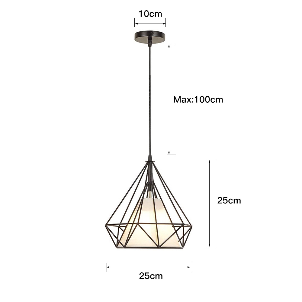 Lampshade Retro Edison Metal Wire Cage Shaped Hanging Pendant Light Chandelier Lampshade Without Bulb Lamp shade Diamond Shaped OW