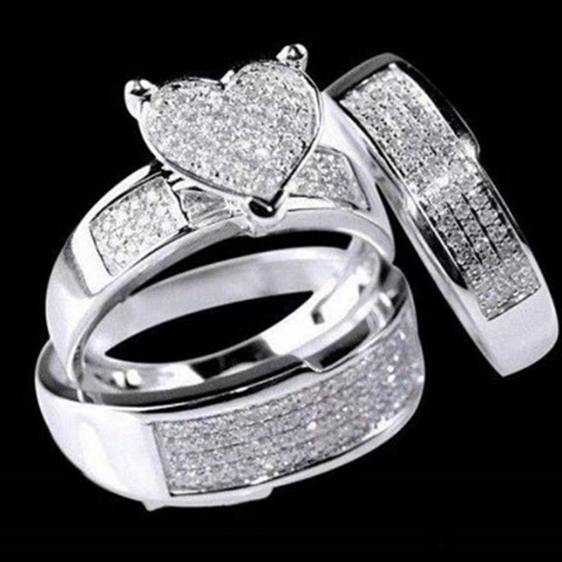 Cincin Sterling Silver Warna Emas Hias Berlian Untuk Wanita