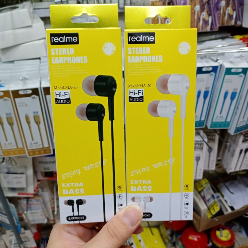 HEADSET REALME MA 20 STEREO EARPHONE XTRA BASS HF REALMA ENJOY MUSIC