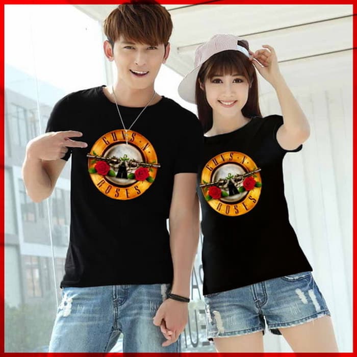 [Cp T-Shirt GunsRoses CL] baju couple cotton combed hitam