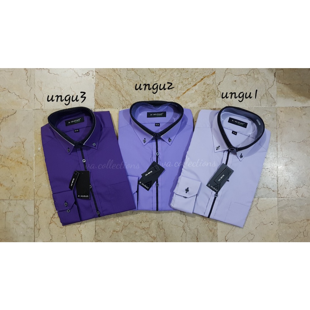 ALISAN KOMBINASI SLIMFIT - KEMEJA LENGAN PANJANG PRIA WARNA UNGU TUA / UNGU 2 / UNGU  1 / UNGU TARO