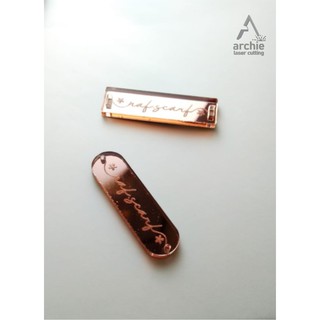 Jual Label Produk Akrilik Mirror ROSEGOLD / Label Jilbab Rebranding