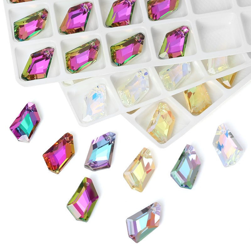 12 Pcs Liontin Kristal Berlian Imitasi Bentuk Geometris 6670 Untuk Aksesoris Perhiasan Anting Kalung