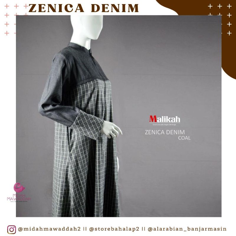 Zenica Denim Abaya Malikah Abaya Gamis Jilbab Syari