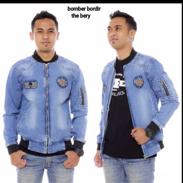 (BAYAR DI TEMPAT/COD) JAKET JEANS BOMBER/  JAKET JEANS THE BERY BORDIR