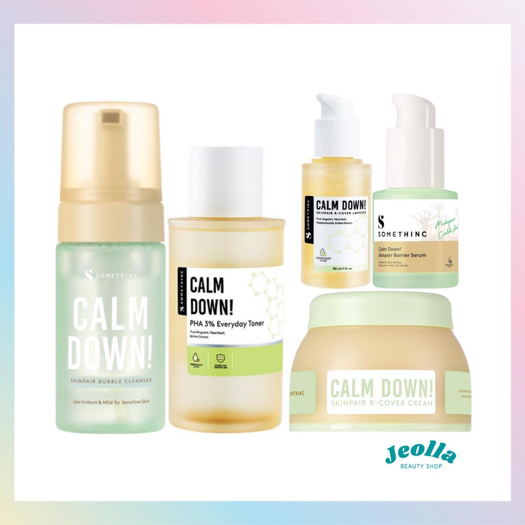 SOMETHINC Calm Down! (Skinpair R-Cover Cream Moisturizer Moisture 25ml, Barrier Serum 20ml, Bubble Cleanser 120ml, PHA 3% Soothing Everyday Toner 100 ml &amp; 40 ml, Ampoule 30ml)