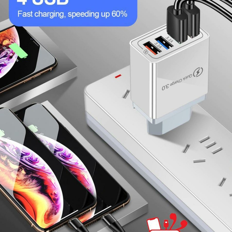 CHARGER 4USB QUICK CHARGE 3.0 FAST CHARGING YI TAI QC04 - BATOK CAS AN 4 USB - FA