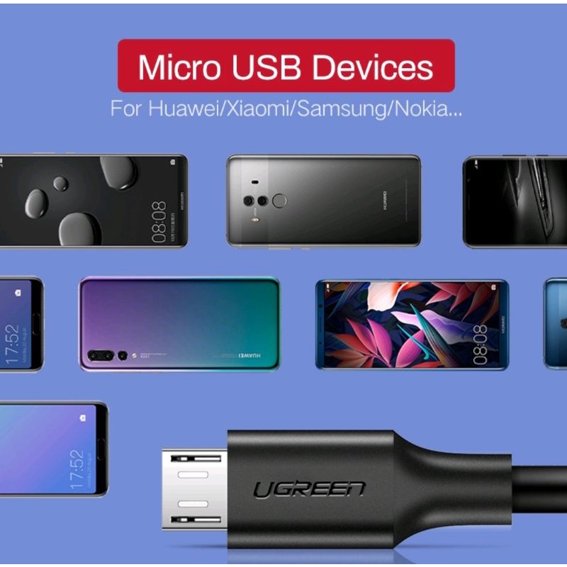 Ugreen Micro USB Kabel Charger / Data panjang 25cm 1M 2M