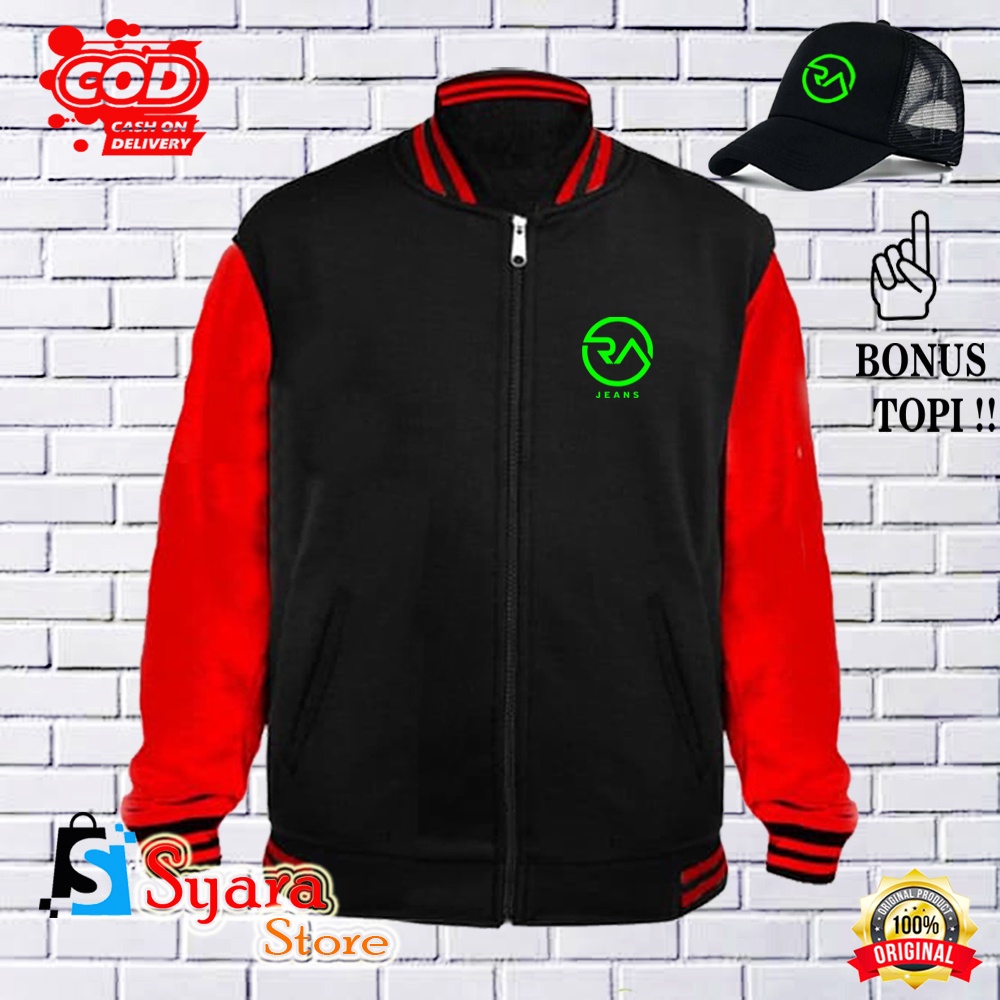 Syara Store / BONUS TOPI.. Jaket Varsity Baseball RA Jeans Stabilo / Jaket Distro Varsity / Jaket Ba