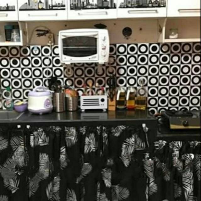 Gorden kolong dapur motif palm hitam