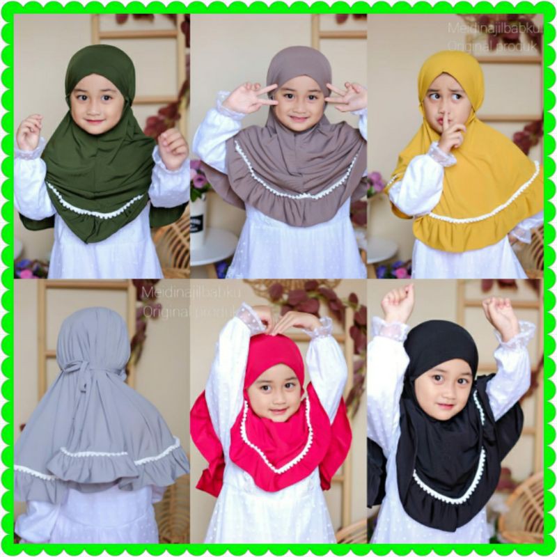 kerudung anak Maryam jersy pompom